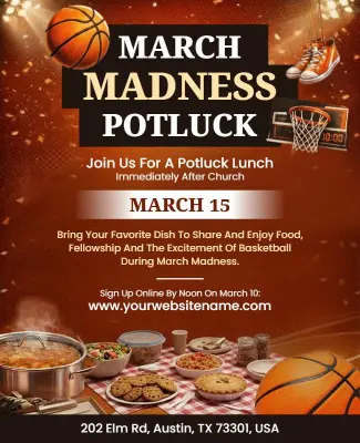 March Madness Potluck Lunch Invitation Flyer Template