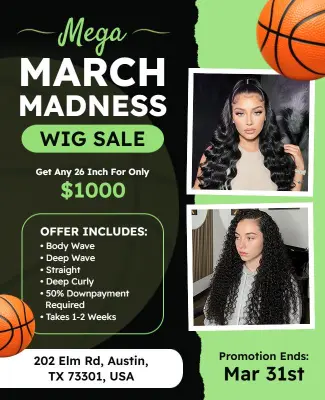 March Madness Wig Sale Event Flyer Template