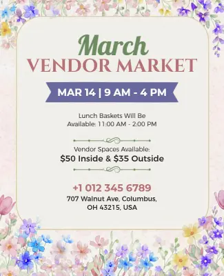 March Vendor Market Event Flyer Template