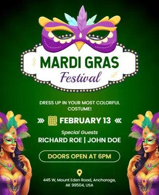 Mardi Gras Festival Celebration Flyer Template