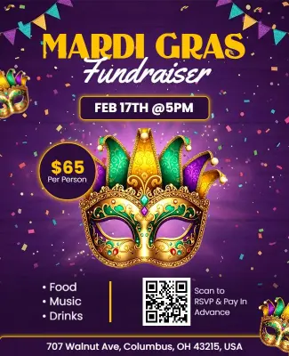 Mardi Gras Fundraiser Event Flyer Template