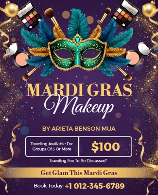Mardi Gras Makeup Service Promotion Flyer Template