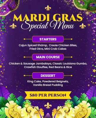 Mardi Gras Special Menu Flyer Template