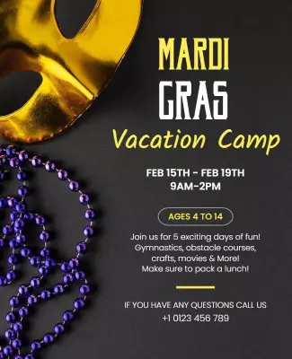 Mardi Gras Vacation Camp Event Flyer Template