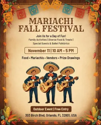 Mariachi Fall Festival Celebration Flyer Template