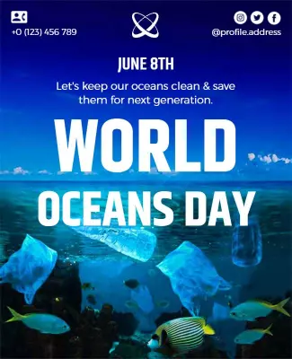 Marine Conservation Theme for World Oceans Day Poster Template