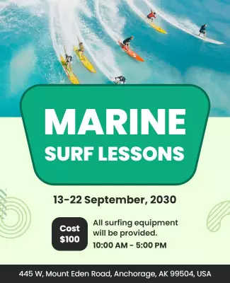 Marine Surfing Lessons Event Flyer Template
