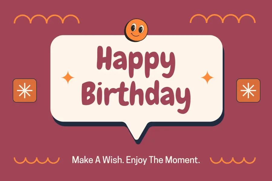 Maroon Theme Happy Birthday Greeting Postcard Template