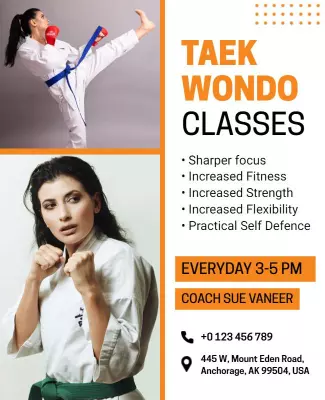Energetic Taekwondo Classes Training Promotion Flyer Template