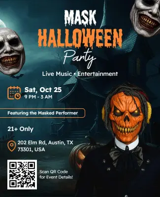 Mask Halloween Party Entertainment Flyer Template