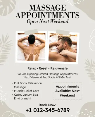 Massage Appointment Announcement Poster Template