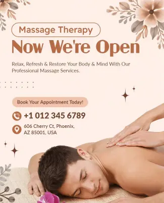 Massage Services Now Open Announcement Flyer Template
