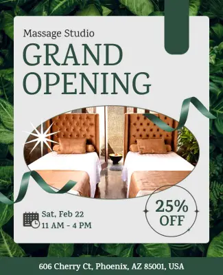 Massage Studio Grand Opening Event Poster Template