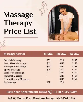 Massage Therapy Price List Flyer Template