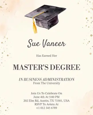 Master's Degree Achievement Event Invitation Flyer Template