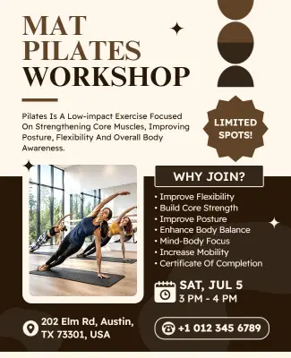 Mat Pilates Workshop Promotion Flyer Template