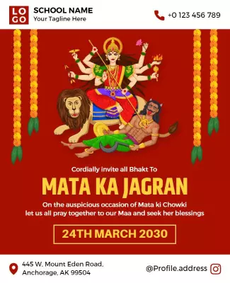 Mata Ka Jagran Religious Event Flyer Template