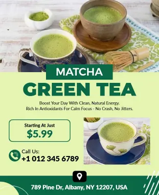 Matcha Green Tea Promotion Flyer Template