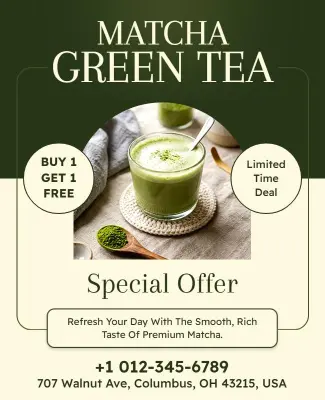 Matcha Green Tea Special Offer Poster Template