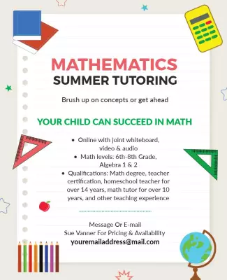 Mathematics Summer Tutoring Program Flyer Template