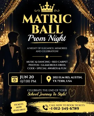 Matric Ball Prom Night Celebration Flyer Template