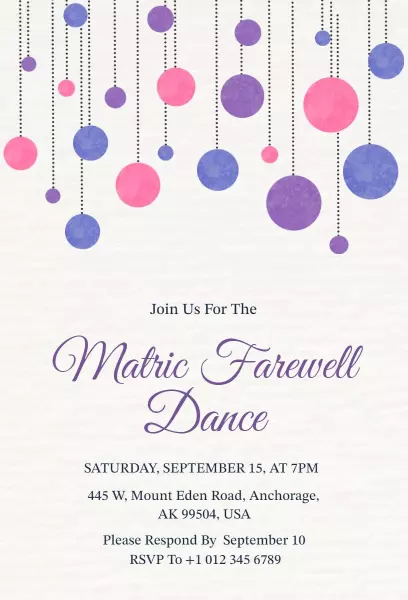 Matric Farewell Dance Colorful Celebration Invitation Template