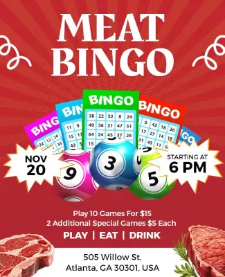 Meat Bingo Night Event Flyer Template