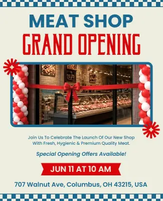 Meat Shop Grand Opening Announcement Poster Template