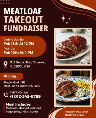 Meatloaf Takeout Fundraiser Event Flyer Template