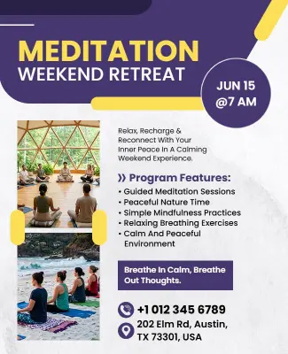 Meditation Weekend Retreat Event Flyer Template