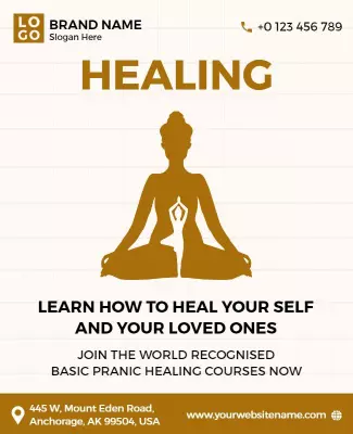 Meditative Gold Pranic Healing Course Enrollment Poster Template