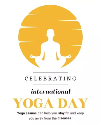 Meditative Yellow International Yoga Day Celebration Poster Template