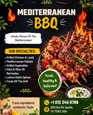 Mediterranean BBQ Food Event Flyer Template