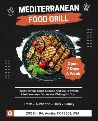 Mediterranean Food Grill Promotion Flyer Template