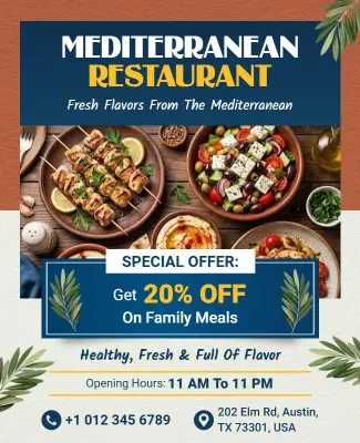 Mediterranean Restaurant Special Offer Flyer Template