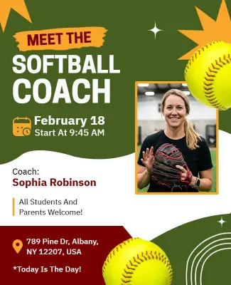 Meet the Softball Coach Event Flyer Template