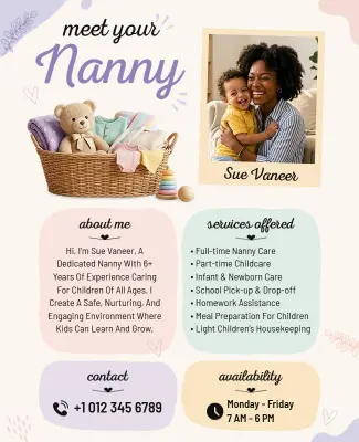 Meet Your Professional Nanny Profile Flyer Template