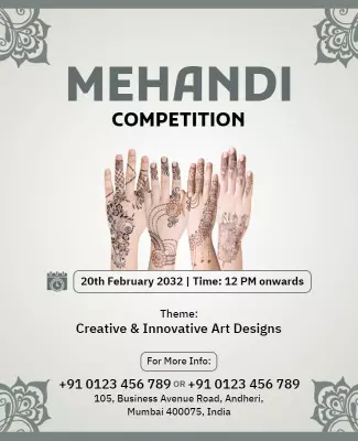 Mehndi Art Competition Event Flyer Template