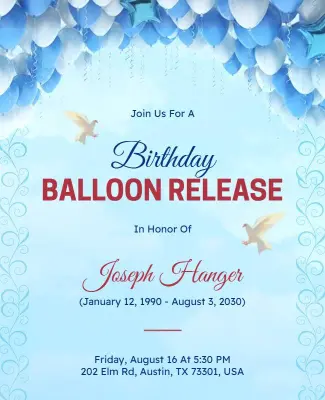 Memorial Birthday Balloon Release Event Flyer Template