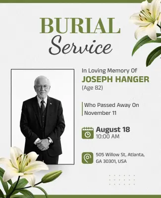 Memorial Burial Service Announcement Flyer Template