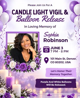 Memorial Candlelight Vigil and Balloon Release Flyer Template