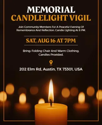 Memorial Candlelight Vigil Community Event Flyer Template