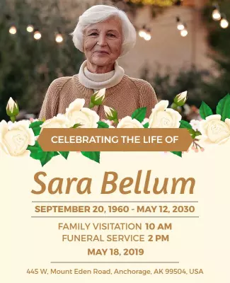 Elegant Floral Tribute to Life Celebration Flyer Template