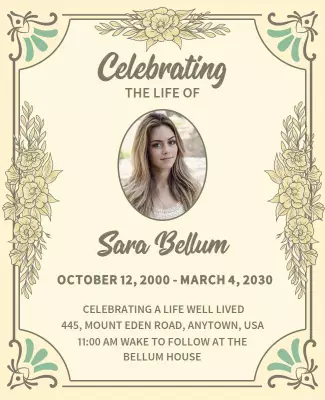 Memorial Celebration Of Life Flyer Template