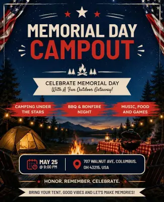 Memorial Day Campout Event Flyer Template