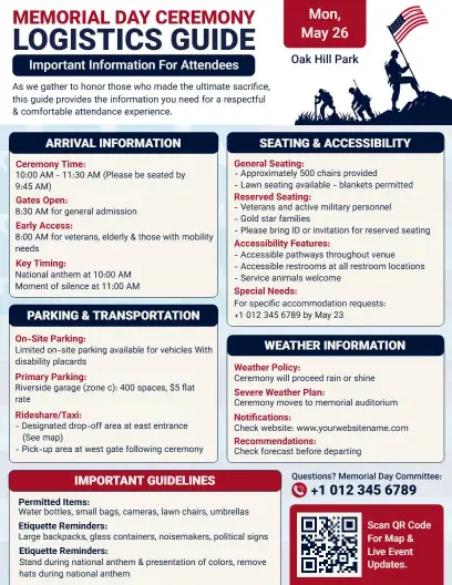 Memorial Day Ceremony Logistics Flyer Template