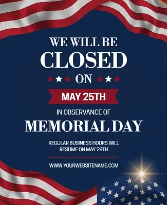 Memorial Day Closure Announcement Flyer Template