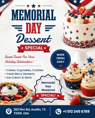Memorial Day Dessert Special Flyer Template