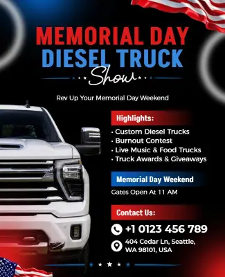 Memorial Day Diesel Truck Show Flyer Template