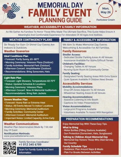 Memorial Day Family Event Planning Flyer Template